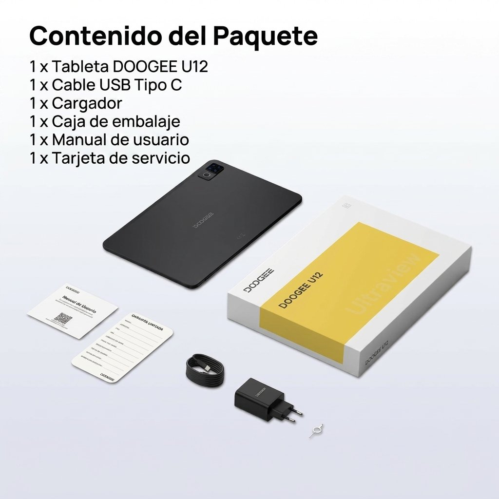 Tablet DOOGEE U12 VIP con Android 16, pantalla de 12 pulgadas, 24 GB de RAM + 128 GB de almacenamiento ampliable hasta 2 TB, Gemini AI, teclado y l??piz incluidos, bater??a de 9000 mAh con carga de 18 W, c??maras de 13 MP + 8 MP, tablet infantil con procesador Octa-Core, Widevine L1, OTG y Face ID. - Image 2